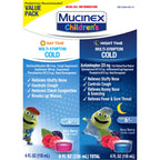 Mucinex Cold & Cough, Children's Multi-Symptom Day/Night Liquid, Very Berry, 8oz (2x4oz) Relieves Nasal & Chest Congestion, Thins & Loosens Mucus, Controls Cough, Reduces Fever, Soothes Sore Throat