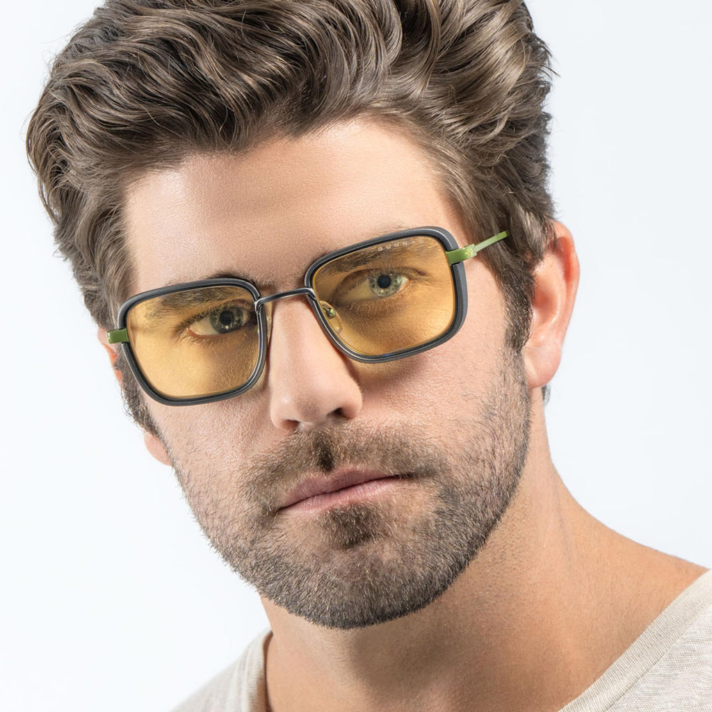 GUNNAR Sunglasses - Fallout Vault 33 Olive Sun Lens - Blue Light Blocking For Outdoor Screen Viewing