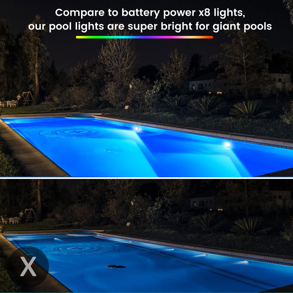 LyLmLe LED Pool Lights for Aboveground Pool, 50W 2 in 1 Double Lights for Giant Pool, Magnetic Underwater Lighting with Timer, 2000lm Dimmable,2x25W IP68 Waterproof Underwater Light for IngroundPool