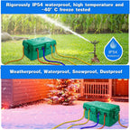 Hrensaw Medium Outdoor Electrical Box(10.6x5.5x4.5inch),IP54 Waterproof Extension Cord Cover w/6 Cable Entry,Weatherproof Connection Box Protect Power Strip,Timer,Plug,Holiday Lights,Green