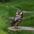 Natelf Outdoor Metal Brown Standing Owl Garden Statue for Patio Yard Decor