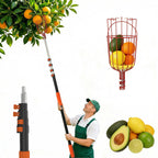 AgiiMan 28 Reach Fruit Picker with Telescopic Extension Pole, 5 to 20 FT Fruit Picker Pole Lightweight and Sturdy Aluminum Telescopic Pole, Easy to Assemble Fruit Picking Basket