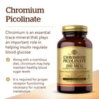 Solgar Chromium Picolinate 200 mcg, 180 Vegetable Capsules - Supports Healthy Blood Sugar Metabolism - Non-GMO, Vegan, Gluten Free, Dairy Free, Kosher - 180 Servings