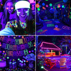 2 Pack 300W Black Lights, Blacklight Flood Light with Plug and Switch,for Glow Party, Black Light Party, Halloween, Body Paint, Neon Glow, Fluorescent Poster, Stage Lighting
