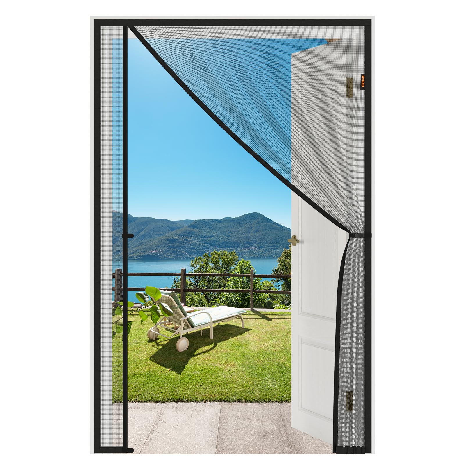 MAGZO Magnetic Screen Door, Fits 36'' x 96'' Door, Reversible Left Right Side Opening, Scratch-Proof Polyester, Pet&Kids Friendly, Easy Install with Hook&Loop, Keep Annoying Creatures Out, Grey