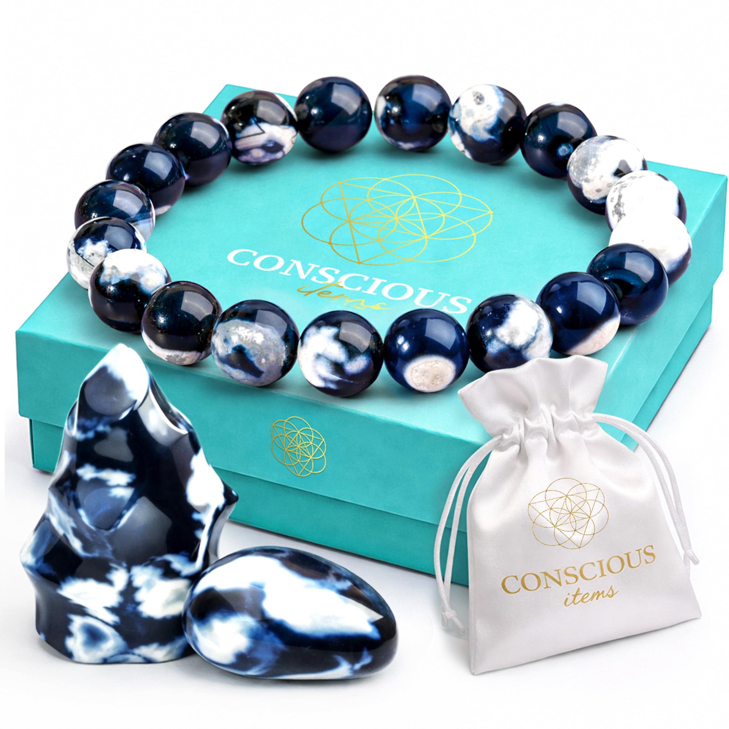 Conscious Items Exotic Orca Agate Deep Healing Bracelet for Women & Men