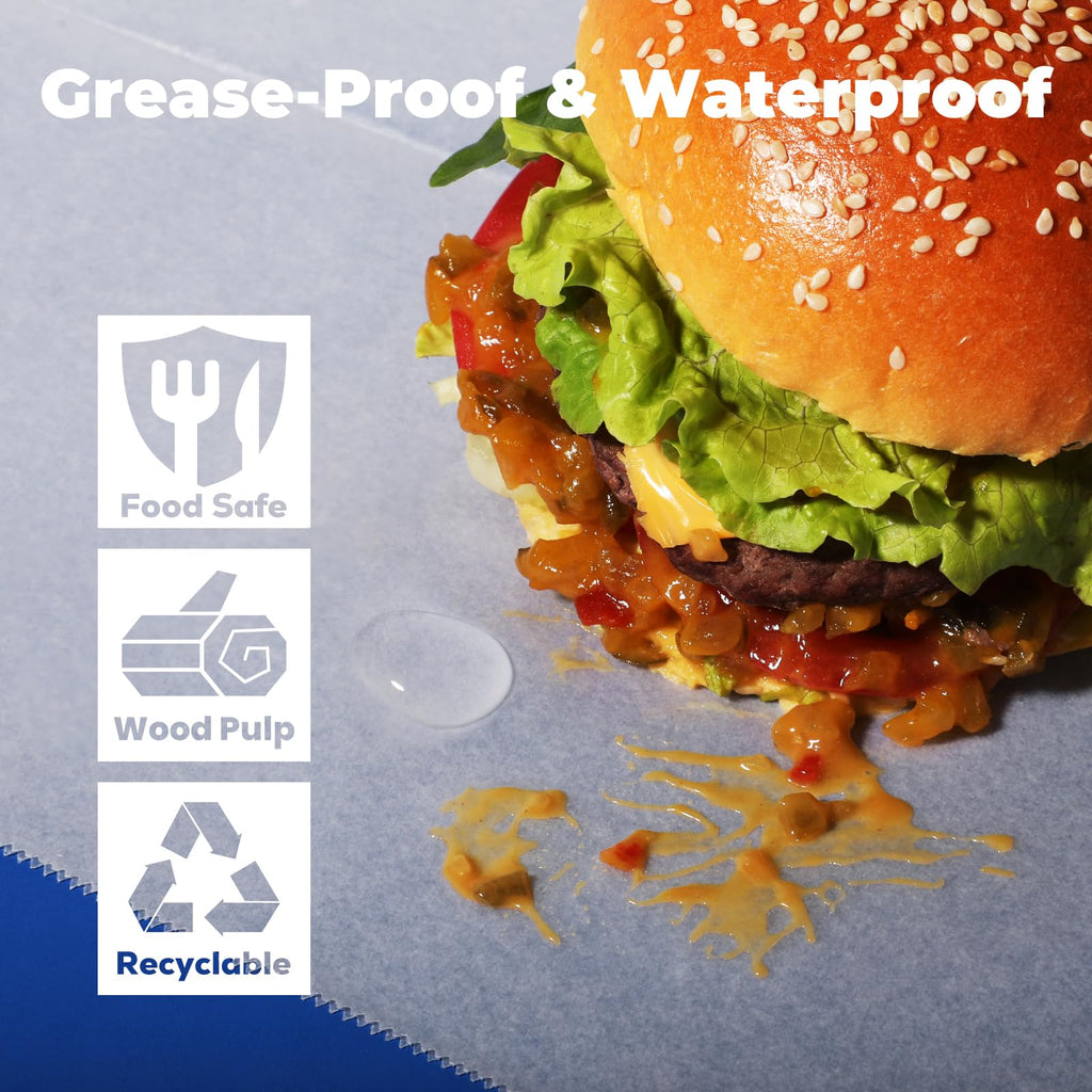 Fit Meal Prep [500 Pack] 12 x 10.75" Wax Paper Sheets for Food, Interfolded Precut Deli Pop Up Grease-Proof Sandwich Paper Wraps, Waterproof for Lunch, Food Basket, Microwave Cover, BBQ