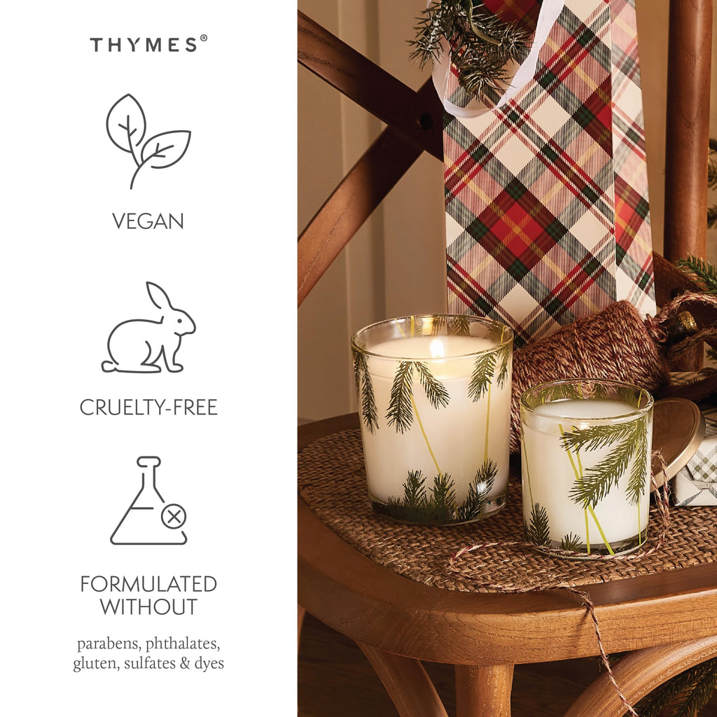 Thymes Frasier Fir Pine Needle Candle – Holiday Candles for Home Scented with Notes of Crisp Siberian Fir, Cedarwood & Sandalwood – Christmas Decor (2 oz)