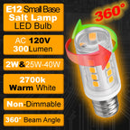 Hylroe E12 LED Night Light Bulb 25W-40W Replacement AC120V 2W 2700K Warm White Candelabra Base E12 C7 for Himalayan Salt Lamp Dryer Refrigerators Decoration Christmas Lighting Bulb, 300lm, 4 Pack