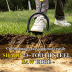 BCJCLTS 43-Inch Edger Lawn Tool, Heavy Duty Lawn Edger, Half Moon Steel Saw-Tooth Blade with Wide Footplate & Ergonomic T-Grip Handle, Manual Border Grass Edger for Lawn, Sidewalk & Garden Landscaping