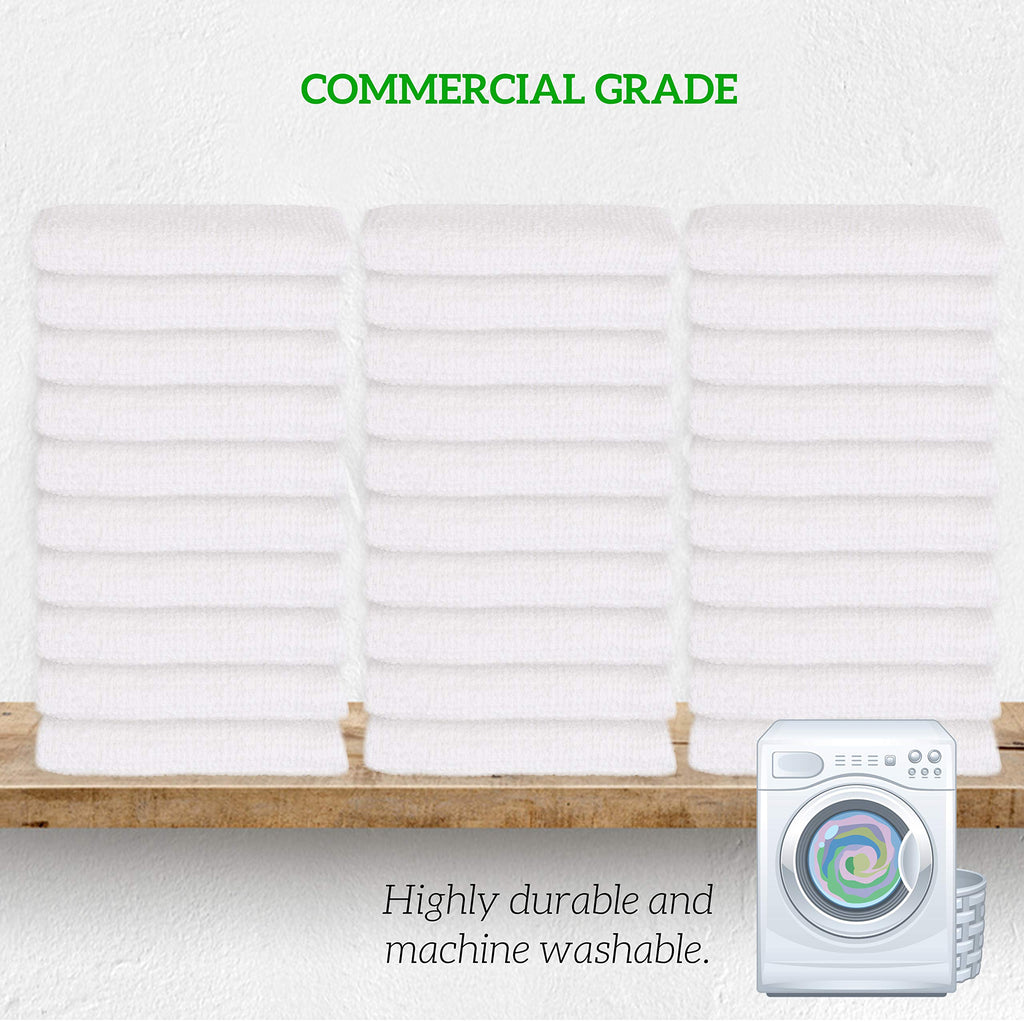 GREEN LIFESTYLE 60-Pack Cotton Wash Cloths – 14"x17" Absorbent Cleaning Rags for Housekeeping, Kitchen Towels, Bar Mop Towels, Durable Terry Cloth Rags, Premium Quality Multipurpose Washcloths