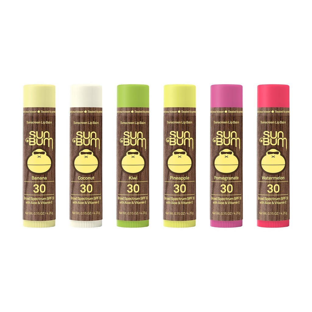 Sun Bum Lip Balm | SPF 30 | 0.15 Ounce Stick | Broad Spectrum UVA, UVB Protection, Paraben Free, Gluten Free, Vegan | The Originals Variety Pack | 6 Pack