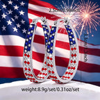 Go Ho 4th of July Patriotic Hoop Earrings, American Flag Red White and Blue Sparkly Crystal Jewelry for Women, Independence Day Accessories for Shirts Outfits