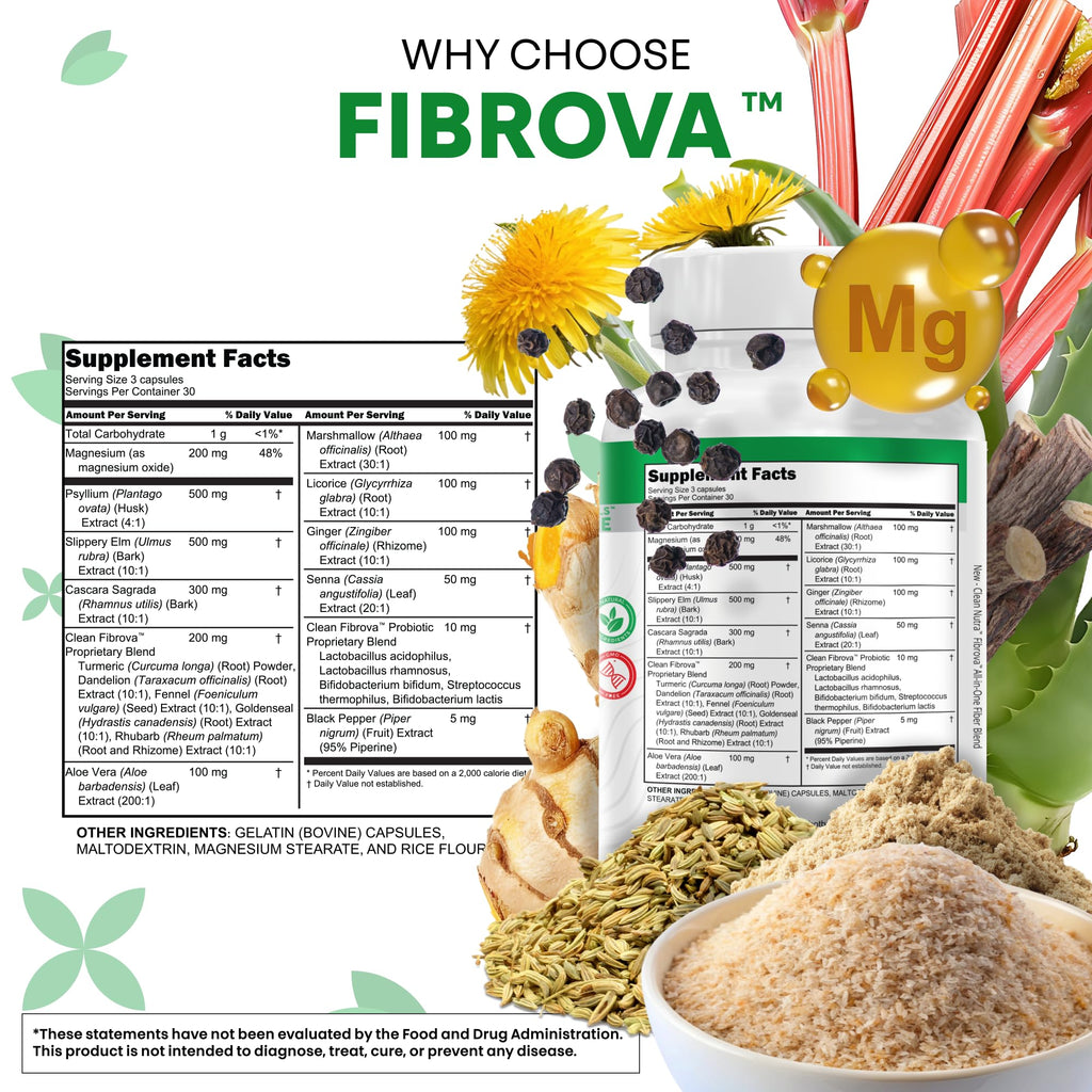 Fiber Supplement Capsules Slippery Elm Psyllium Husk Cascara Sagrada Dandelion Root Turmeric Supplement Aloe Vera Licorice Senna Marshmallow Root Digestive Health Cleanse 90 Pills by Clean Nutra