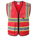 JKSafety Safety Vest for Men Women Hi Vis Vest with Pockets and Zipper Front Reflective High Visibility Vests Meet ANSI Standard Red Color Extended Yellow Strips (BX320-Red 3XL) 1 Piece