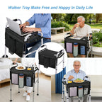 Cejiuga Walker Tray for Folding Walker, Premium Tray for Walker for Seniors with Cup Holder, Walker Trays for Rolling Folding Walker, Walker Accessories for Seniors (Black)