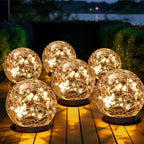 MLKNK Solar Globe Lights Outdoor Waterproof-Solar Balls-Solar Garden Lights-Orbs for Outside 6 Pack Cracked Glass Ball for Lawn Patio Yard Backyard Decorations