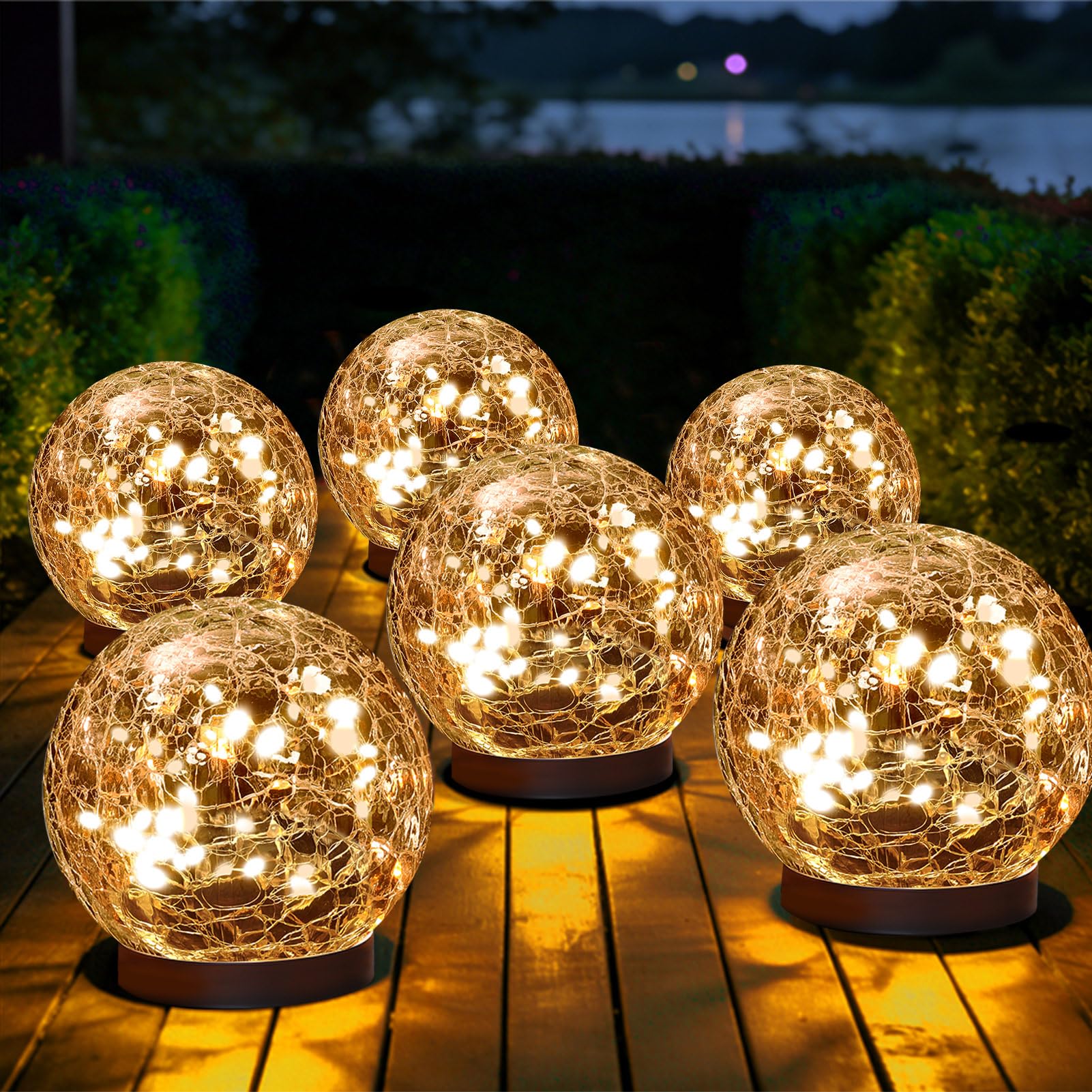 MLKNK Solar Globe Lights Outdoor Waterproof-Solar Balls-Solar Garden Lights-Orbs for Outside 6 Pack Cracked Glass Ball for Lawn Patio Yard Backyard Decorations