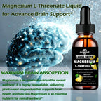 Magnesium L-Threonate Liquid Drops, Magnesium L Threonate Supplement w. Apigenin,Theanine,Lemon Balm for Sleep & Memory, Brain & Nerve Support, Fast Acting Liquid l Threonate Magnesium Than Capsules