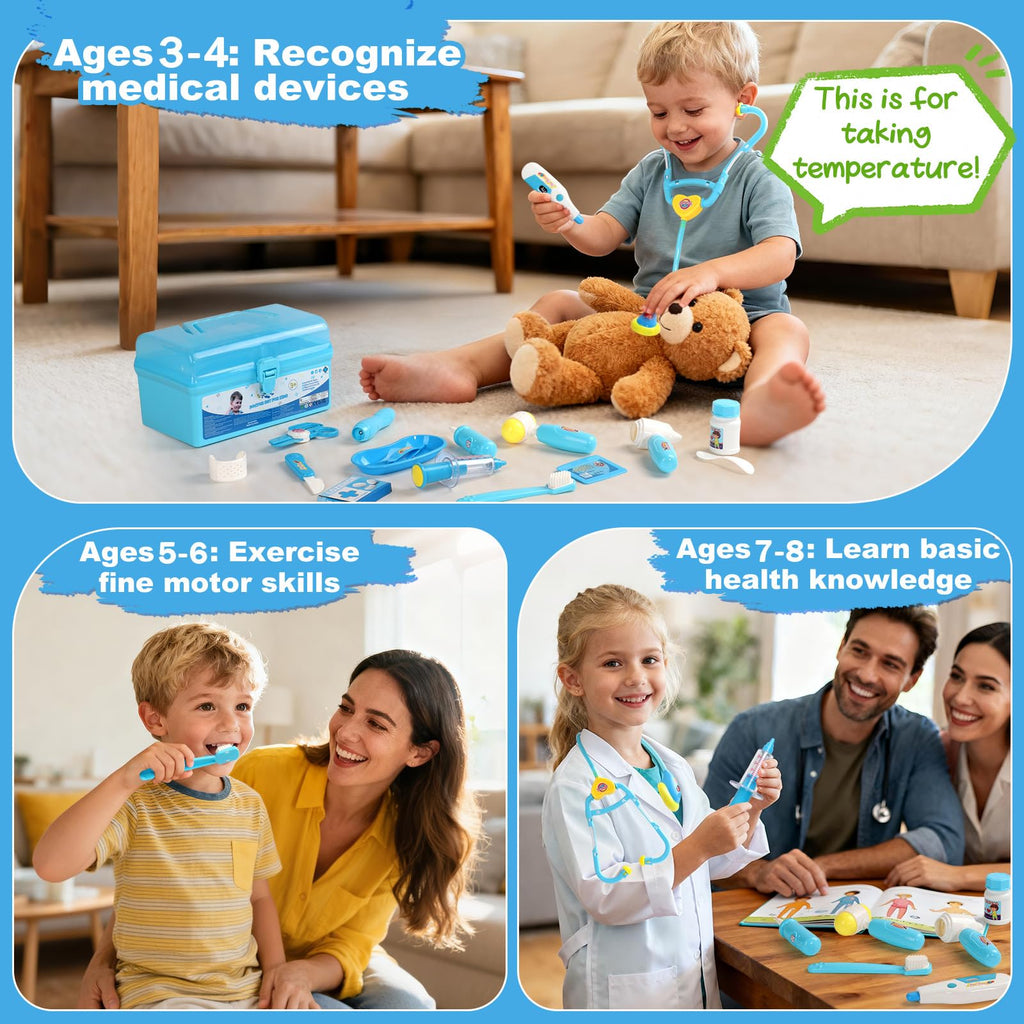 Doctor Kit for 3-5, 21 PCS Pretend Play Set Toys