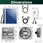 ecoCalm Solar Exhaust Fan 12“ for Greenhouse with Smart Thermostat, Battery