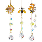 3 Pack Crystal Bee Honeycomb Suncatcher Hanging Window Garden Decor