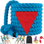 HOKINETY Tug of War Rope for Kids & Adults - 65ft Soft Cotton Outdoor Pulling Rope with Flag for Team Building Activities Field Day Family Reunions Birthday Parties Camping Games - Blue
