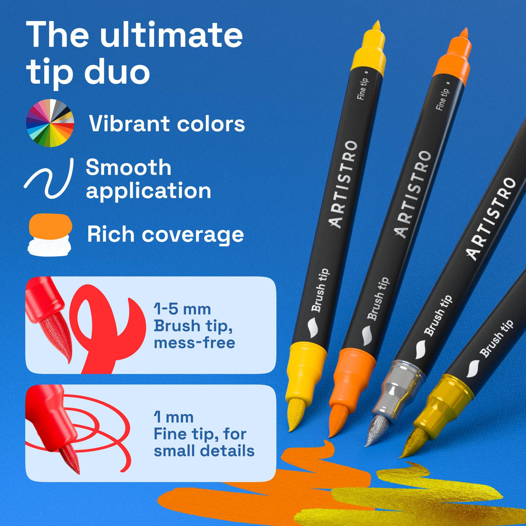 ARTISTRO 100 Acrylic Dual-Tip Glass Marker Pens for Wine Glasses