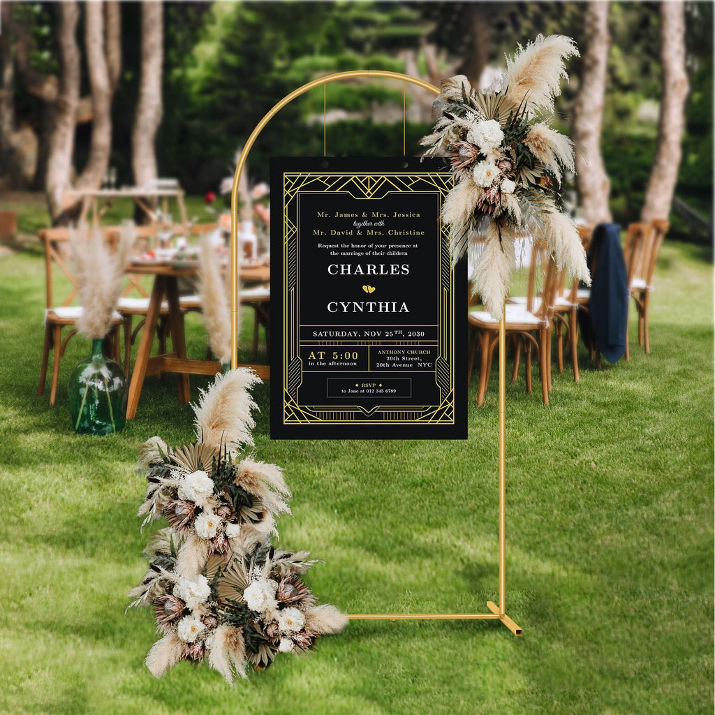 7.2FT Metal Arch Backdrop Stand Gold Wedding Balloon Frame Pergola Arbor