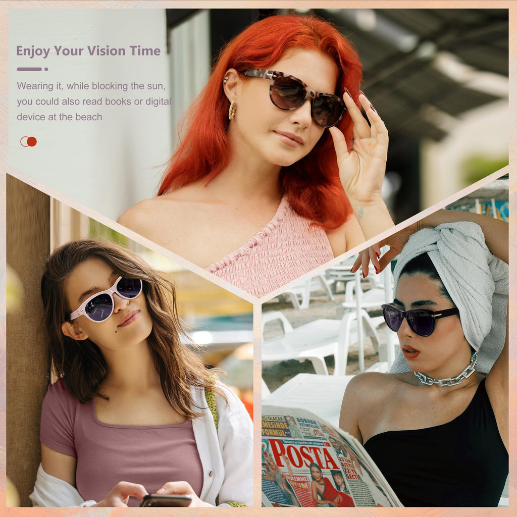 EASY READ 2 Pack Bifocal Reading Sunglasses for Women,Trendy Sunglasses Readers UV400 Protection(Magnification 2.50,Black/Demi)