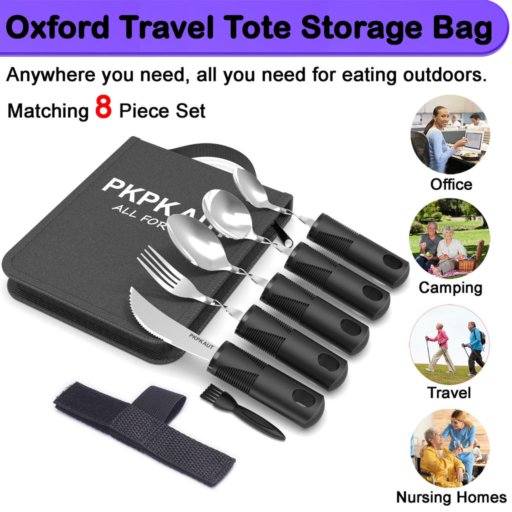 PKPKAUT Adaptive Utensils for Parkinsons Patients Elderly, Weighted Utensils for Hand Tremors, Parkinsons Eating Utensils for Disabled People, Weighted Silverware for Hand Tremors Arthritic Hands
