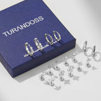 Turandoss 8 Pairs Hypoallergenic Silver Hoop Earrings for Women Trendy