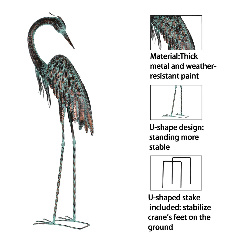 Kircust Garden Crane Statues Metal Heron Outdoor Statue, 46 Inch