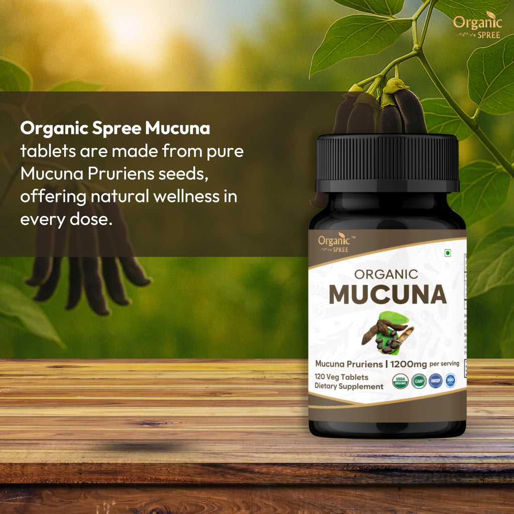 ORGANIC SPREE Mucuna Tablets - USDA Organic Mucuna Supplement, Supports Energy, Stamina & Overall Wellness*, 120 Tablets - Pack of 3