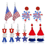 fulasiteu 5 Pairs Patriotic 4th of July Earrings for Women,American Flag Dangle Drop Stud Earrings Fourth of July Accessories Independence Memorial Day Party Favor Gift