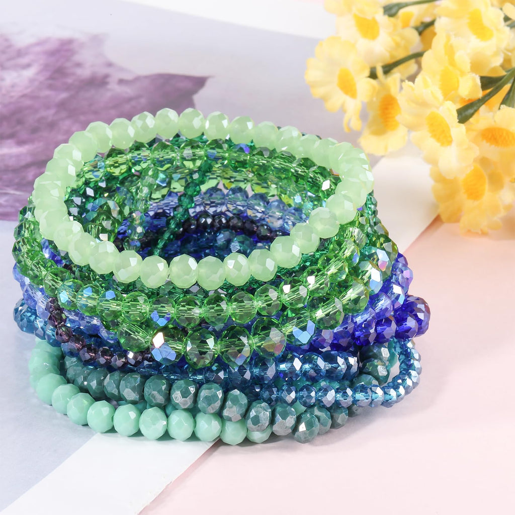 Ornaland Colorful Glass Crystal Beaded Bracelets Bulk for Women, 70 Pcs
