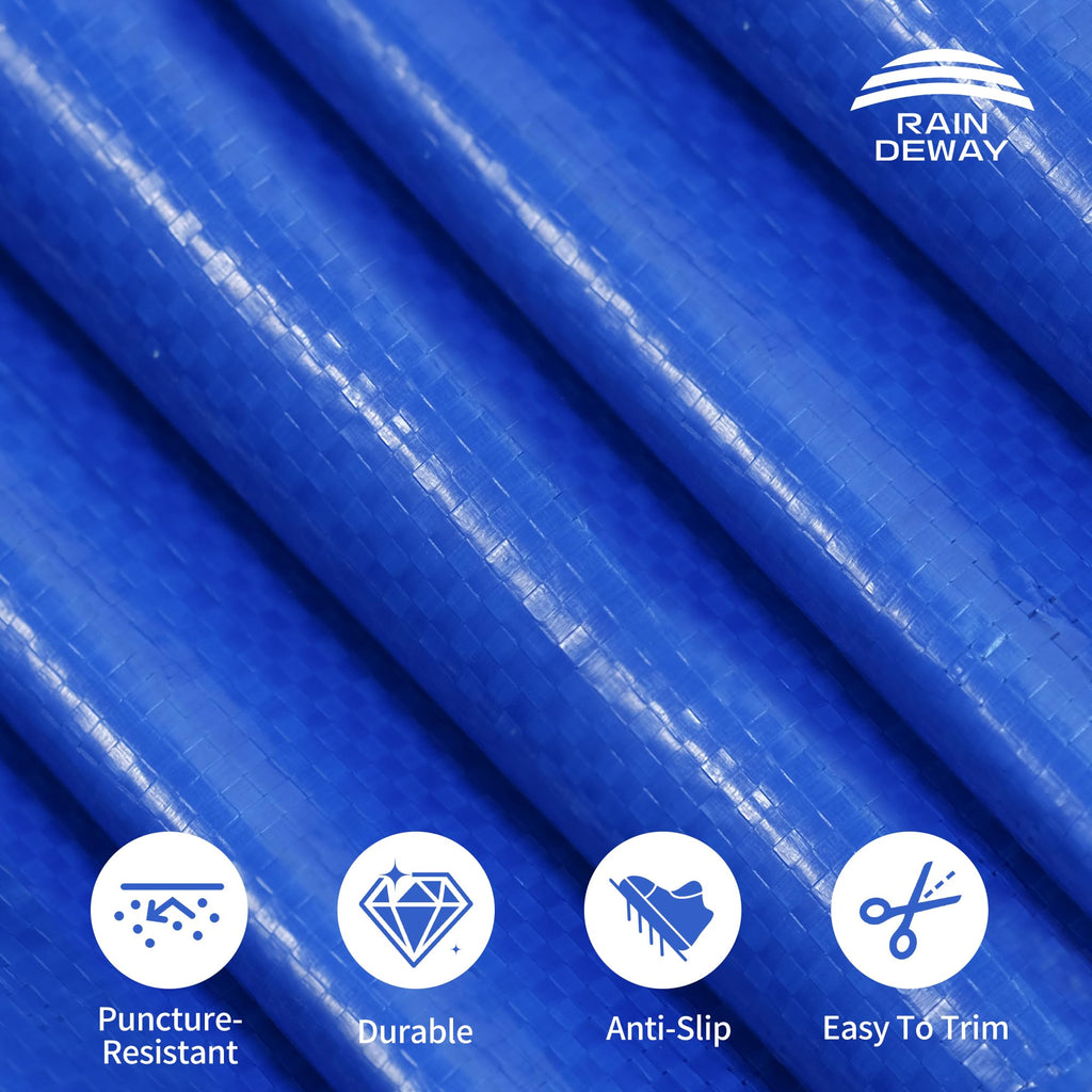 RAINDEWAY 8FT Pool Liners,Swimming Pool Ground Cloth,Multipurpose Round Tarp for Under Pool,Easy to Fold Pool Liner Pad for Above Ground Pool Mat Protector Pad Prevents Punctures Pool,Durable,Blue