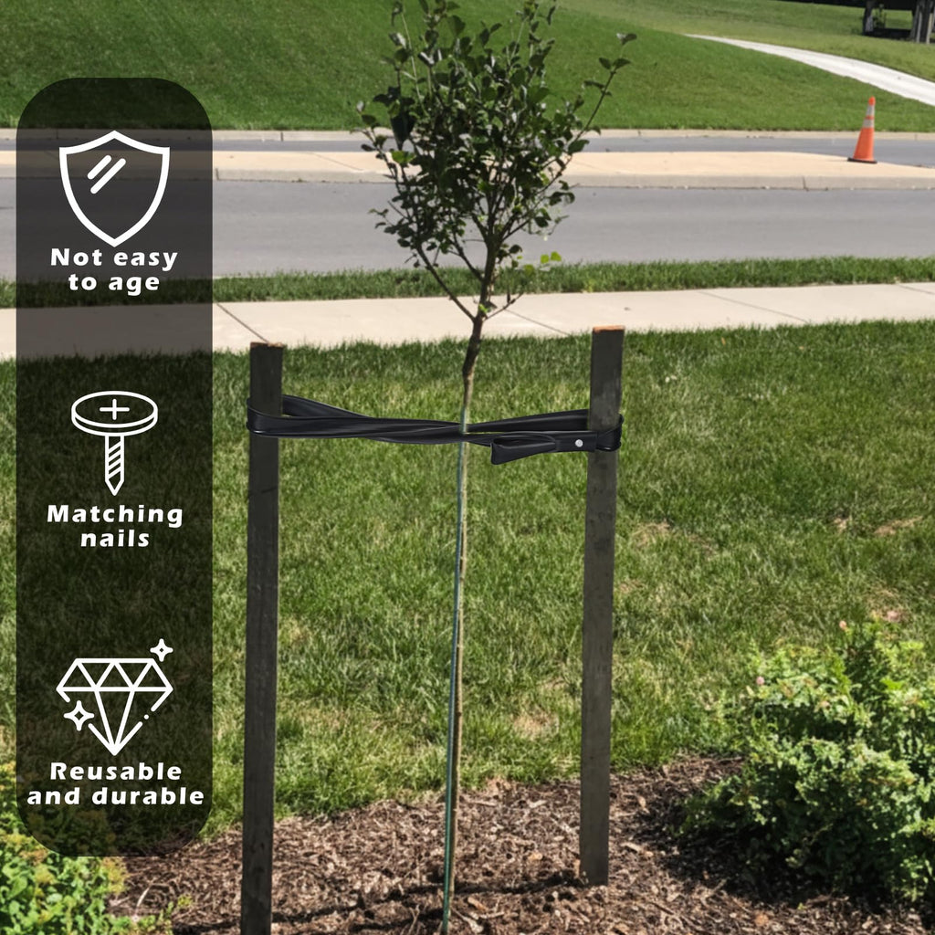 AceOrbit 12 Pack 32 Inch Tree Ties with Complimentary Nail Universal Tree Ties Self Locking Straps Includes Nail for Landscaper Gardener Garden Accessories