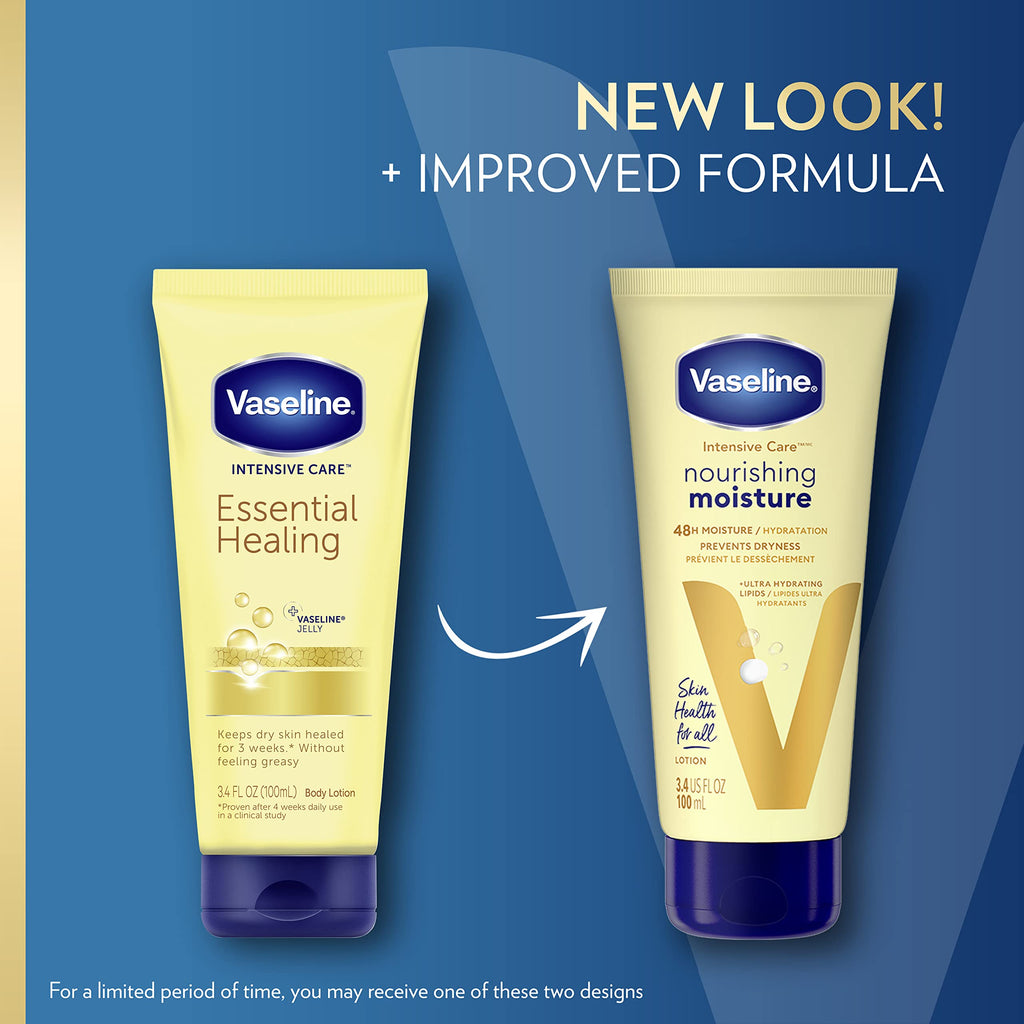Vaseline Nourishing Moisture Body Lotion Hand & Body Lotion Pack of 12 for Dry Skin made with Ultra-Hydrating Lipids & Pure Oat Extract 3.4 oz