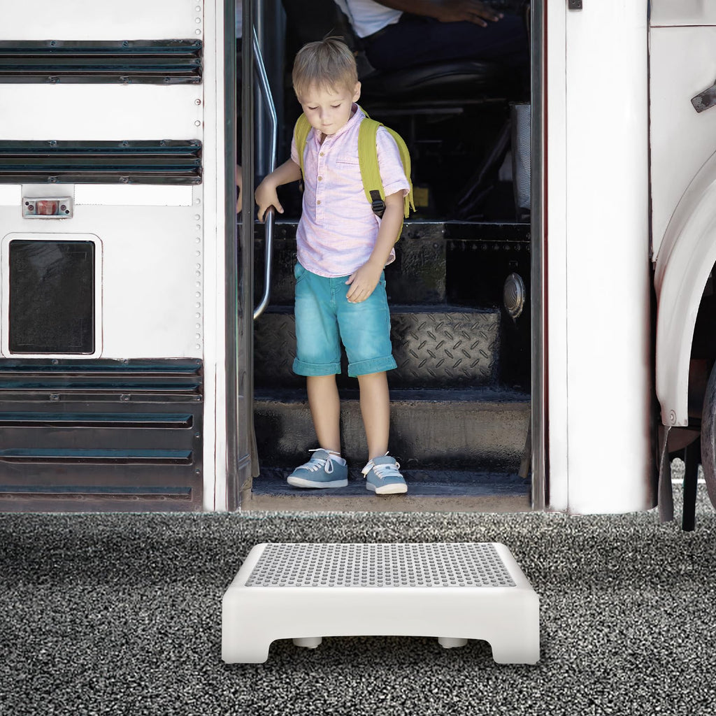 HBTower Step Stool, Mobility Step Stool for Adults & Seniors, Non-Slip Step Platform Indoor and Outdoor, Portable Step Riser, Safety Step for Car, Bedside, Office, Shower, Stairs, White