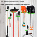 15-Piece Garage Wall Hooks with 3 Extension Straps, Green Heavy Duty Tool Storage Rack for Ladder, Bike, Shovel, Garden Tools, Metal Wall Mount Organizer Set