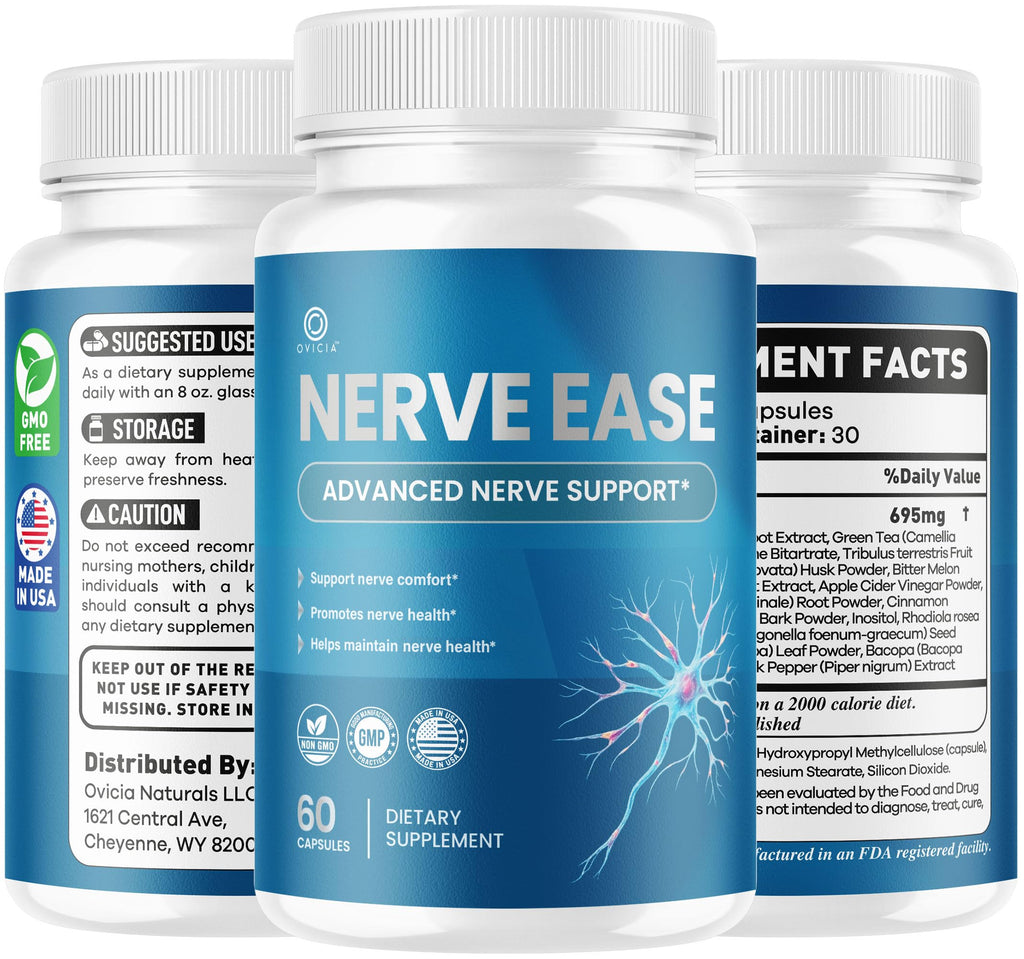 (5 Pack) Nerve Ease Capsules - Nerve Ease Advanced Nerve Support Pills, NerveEase Support Maximum Strength All Natural Premium Formula for Overall Health & Wellness, 300 Capsules for 5 Months