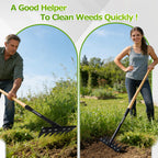 Gardenia Weeding Rake 2.0,60"Forged Iron Weeding Rake, Uproots Tough Weeds