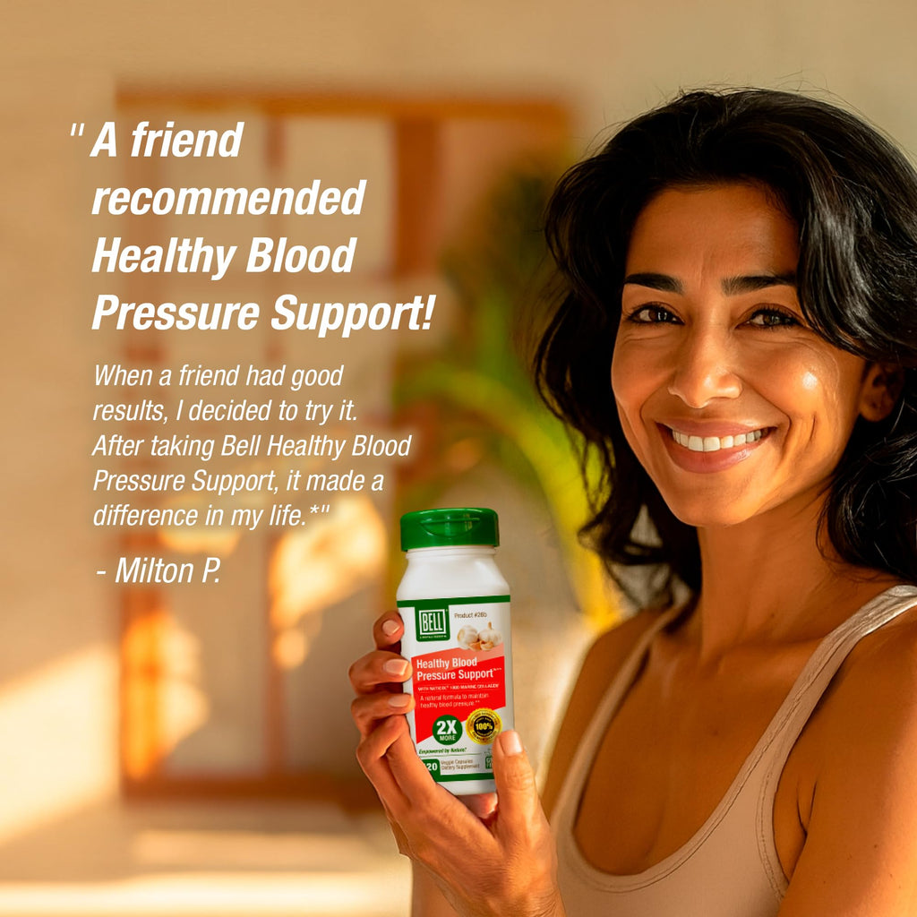 Bell Healthy Blood Pressure Support Unique Blend - Natural Blend of Green Coffee Bean Extract, Garlic & Celery Seed Extract Supplements with Naticol 1000 Marine Collagen - 120 Capsules, Vegan, Non-GMO