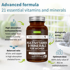Igennus High Potency Methylated Multivitamin for Women with Gentle Iron, 5-MTHF Folate & Methylcobalamin B12, Pure & Clean, Sustained Release, Active B-Complex & K2 MK-7, Non-GMO, 60 Vegan Tablets