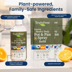 Truly Free Heavy Duty Pot & Pan Spray | Non Toxic Powerful Grease Remover, Multi-Purpose Kitchen Oven Cleaner Spray Degreaser for Stove Top, Grill Citrus Scent | Includes 1 Empty Bottle & 2 Refill