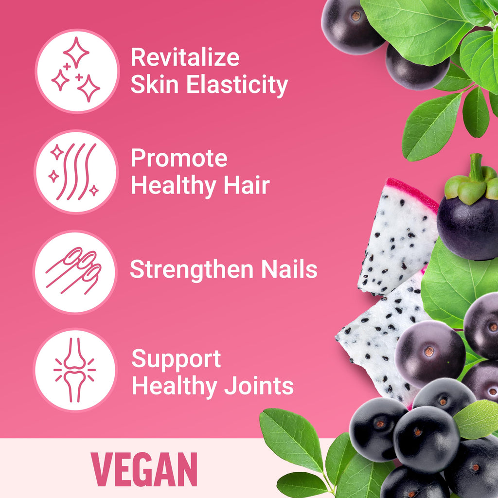FORCE FACTOR Collagen Boosting Superfoods, Vegan Collagen Booster for Women, With Biotin, Hyaluronic Acid, and Vitamin C, For Hair, Skin, Nails, & Joint Support, Tropical Fruit, 180 Soft Chews, 3-Pack