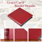 WOT I Deluxe Trading Card Binder, 450 Pockets Collectible Card Binder Sleeves, Refillable Leather 3 Ring Binder with Side-load Pocket Card Pages for Holding Cherished Cards - Red