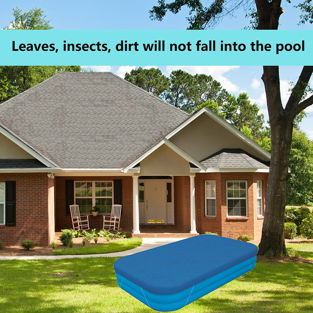 Rectangle Pool Cover,Pool Cover for Inflatable Pool,Rectangular Inflatable Swimming Pool Cover, 10ft X 6ft Dustproof Rainproof Waterproof Square Swimming Pool Cover,Family Pool Cover (Blue)