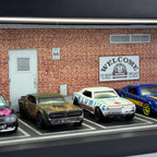 Bivitre 1/64 Model Car Display Case - Compatible with Hot Wheels Matchbox Mini GT Diecast Cars,Acrylic Box for Toy Cars Display Décor and Storage,Stackable Garage Diorama with LED Lights(1T-RedBrick)
